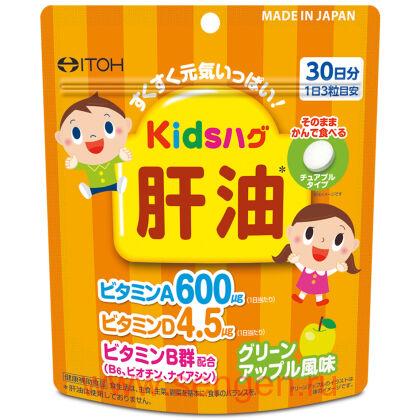 ������� ����������� �������� A, D, B6, � �������� � ��������, ITOH Kids Hug Liver Oil ���� ������, 90 �������� �� 30 ����.