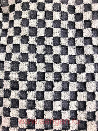 Мочалка массажная мужская AISEN Men's Body Towel Checked Pattern, жесткая, удлиненная, черно-белая, размер 28Х120см.