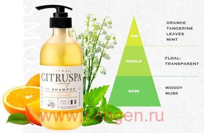 Восстанавливающий и разглаживающий шампунь для волос COSMETEX ROLAND Citruspa Smooth, на основе натуральных растительных масел и морских минералов, со свежим цитрусовым ароматом, 470мл.