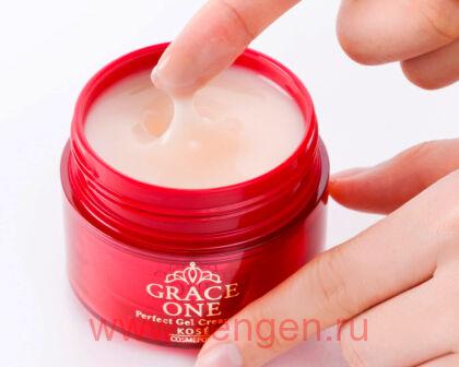 Многофункциональный гелевый крем для ухода за зрелой кожей лица KOSE Grace One Perfect Gel Cream EX, увлажняющий и повышающий упругость кожи, 100г.