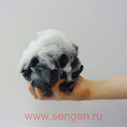 Мужская массажная мочалка для тела OHE Men's Towel Nylon Towel Super Hard, сверхжесткая, черная в полоску, размер 28Х120см.