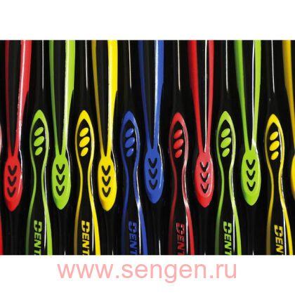 Зубная щётка с платиновой коллоидной керамикой DENTALPRO Black-Dia Super-fine Hair Standard, многоуровневая с ультратонкой щетиной алмазной формы, средней жесткости.