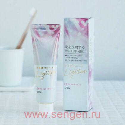 Отбеливающая зубная паста LION Lightee Rose Mint, с формулой микроочистки зубов, с ароматом розы и мяты, 100г.