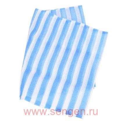 Мочалка массажная AISEN Nylon Men's мужская, удлиненная, жесткая, синяя в полоску, 28х120см.
