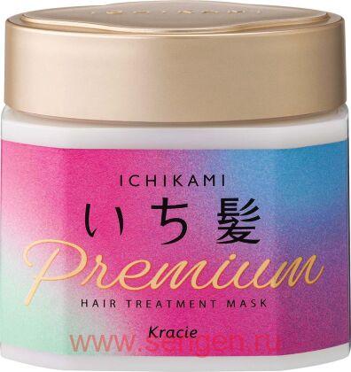 Маска для защиты и восстановления волос KRACIE Ichikami Premium Hair Treatment Mask, на основе масел премиум-класса, с ароматом цветущей вишни, банка 200г.