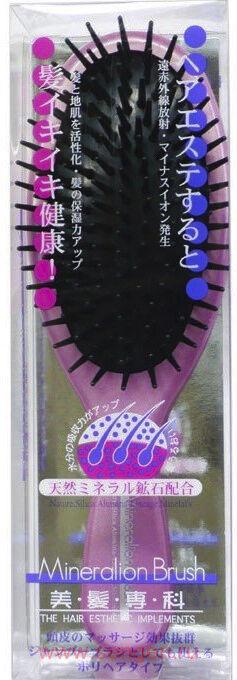 Щетка массажная VeSS Mineralion Brush, для сухих, ослабленных волос с минералами горных пород, круглая, розовая.