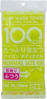 Массажная мочалка для тела YOKOZUNA Shower Body Towel Normal Green, средней жесткости, салатовая. Размер 28Х100см.