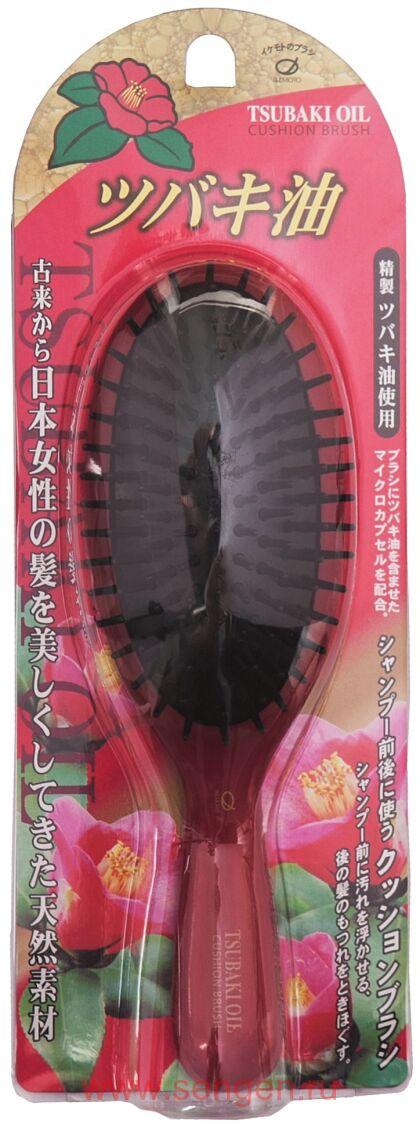 Щетка Ikemoto Tsubaki Oil Cushion Brush для ухода и восстановления поврежденных волос с маслом камелии японской.