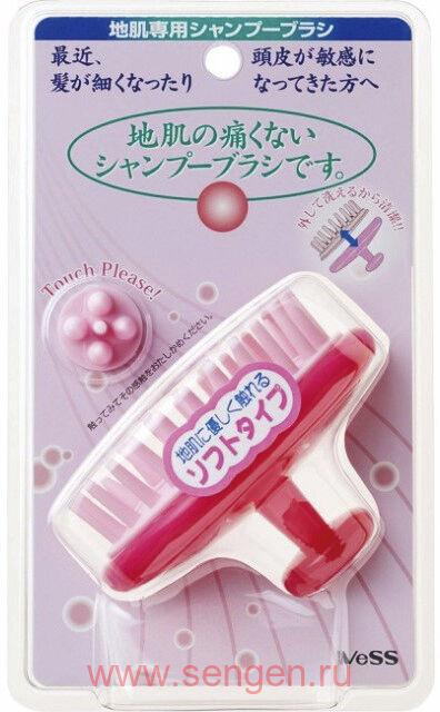 Массажная щетка для мытья головы VeSS Scalp Shampoo Brush, розовая.