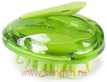 Массажная щётка для мытья волос IKEMOTO Avocado Oil Shampoo Brush, с маслом авокадо.