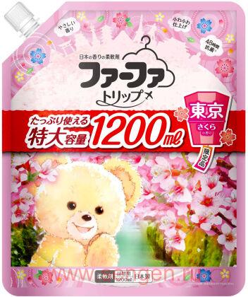 Кондиционер концентрированный для белья NS FAFA JAPAN FaFa Tokyo Sakura, с ароматом цветущей сакуры, мягкая упаковка с крышкой, 1200мл.