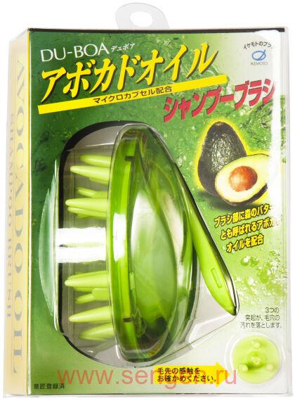 Массажная щётка для мытья волос IKEMOTO Avocado Oil Shampoo Brush, с маслом авокадо.