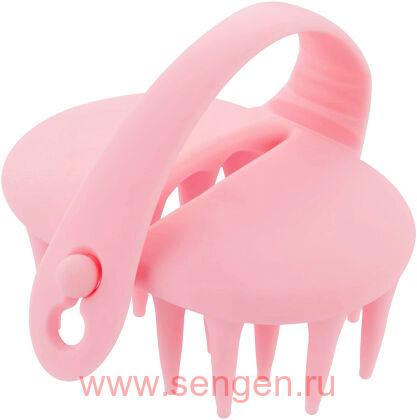 Силиконовая щетка-массажер для мытья головы VeSS Bihatsu Shampoo Brush, розовая, 1шт.