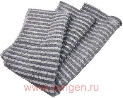 Массажная мочалка AISEN BUBBRICH с высоким пенообразованием, сверхжесткая, темно-серая, 28Х100см.