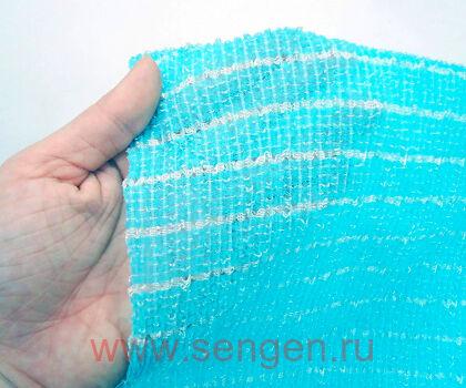 Массажная мочалка OHE AWAYUKI "Увлажняющая пена" средней жесткости, голубая, 28Х100см.