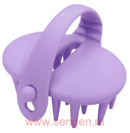 Силиконовая щетка-массажер для мытья головы VeSS Bihatsu Shampoo Brush, сиреневая, 1шт.