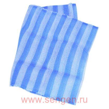 Мочалка массажная AISEN Nylon Men's мужская, сверхжёсткая, удлиненная, синяя в полоску, 28Х120см.
