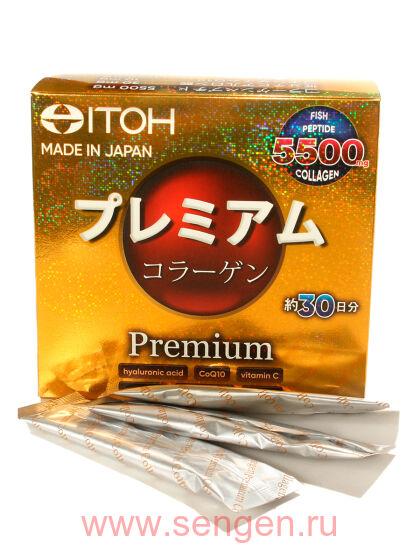 Низкомолекулярный рыбный премиум коллаген ITOH Premium collagen, с добавлением 9-ти активных компонентов для красоты и здоровья, саше 6,5 гр., 30 саше/уп.