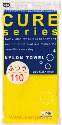 Мочалка для душа OHE Cure 2, средней жесткости из 100% ультратонкого нейлона, жёлтая, размер 28Х110см.