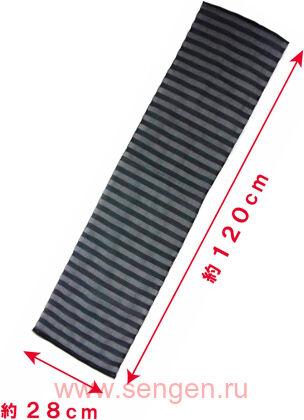 Мужская массажная мочалка для тела OHE Men's Towel Nylon Towel Super Hard, сверхжесткая, черная в полоску, размер 28Х120см.