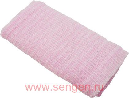Массажная мочалка AISEN BUBBRICH, с высоким пенообразованием, средней жесткости, розовая, 28Х100см.