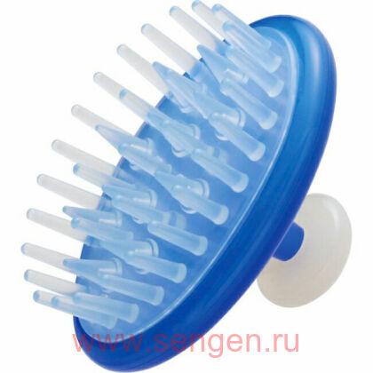 Массажная щетка для мытья головы VeSS Scalp Shampoo Brush, голубая.