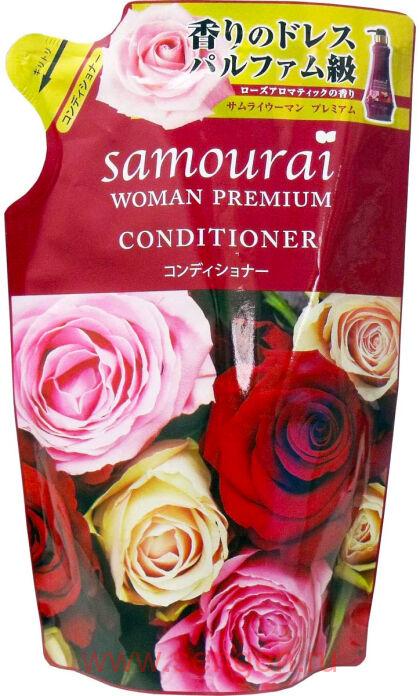 Кондиционер для волос восстанавливающий и увлажняющий SPR JAPAN Samourai Woman Premium, с великолепным ароматом роз, мягкая упаковка, 370мл.