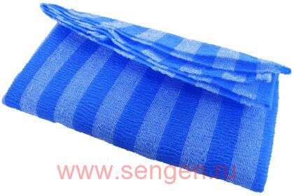 Мочалка для тела OHE Nylon Towel Super Long сверхжесткая, синяя, размер 28Х120см.