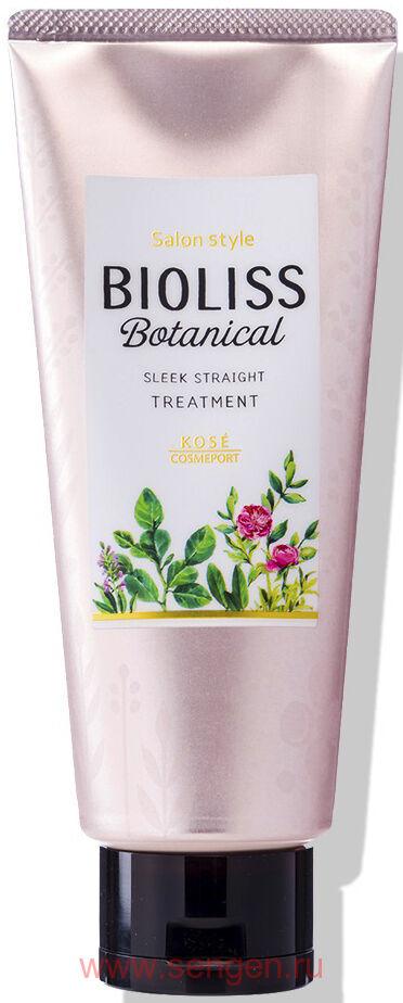 Разглаживающая и выпрямляющая маска для волос KOSE Bioliss Botanical Sleek Straight, содержащая натуральные и растительные ингредиенты, с цветочно-фруктовым ароматом, 200г.
