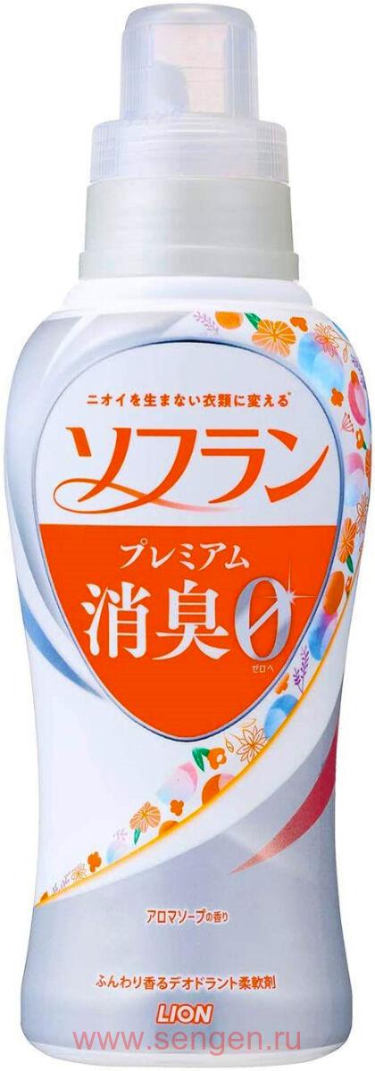 Кондиционер для белья LION Soflan Premium Aroma Soap, с ароматом душистого мыла, бутылка с колпачком-дозатором, 550мл.