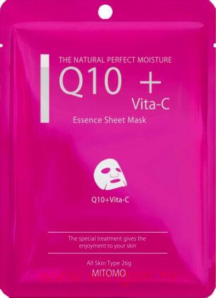Тканевая маска для лица MITOMO Q10 + Vita-C Mask, с коэнзимом Q10 и витамином С, 1шт.