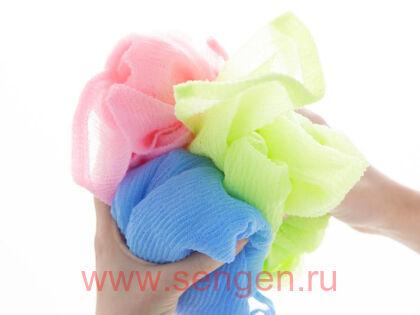 Массажная мочалка AISEN AWATATSU жесткая, удлиненная, голубая, 28Х110см.