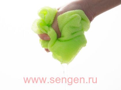 Массажная мочалка AISEN AWATATSU средней жесткости, удлиненная, салатовая, 28Х110см.