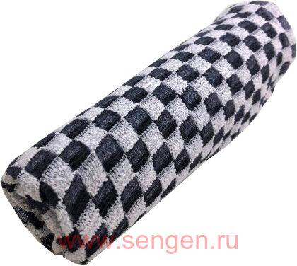 Мочалка массажная мужская AISEN Men's Body Towel Checked Pattern, жесткая, удлиненная, черно-белая, размер 28Х120см.