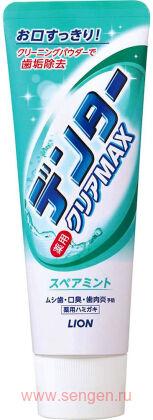 Зубная паста для защиты от кариеса LION Dentor Clear MAX Spearmint, с микропудрой, с мятным вкусом, 140г.