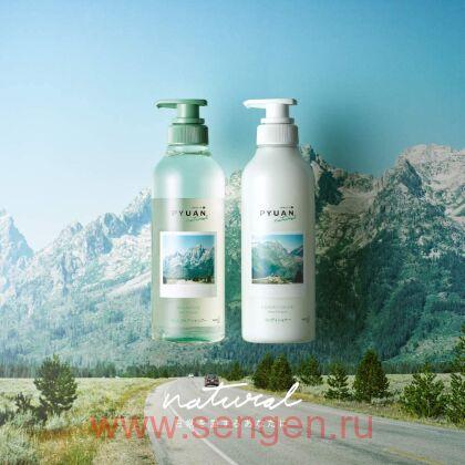 Кондиционер для волос KAO Merit Pyuan "Natural", с ароматом мяты и ландыша, 425мл.