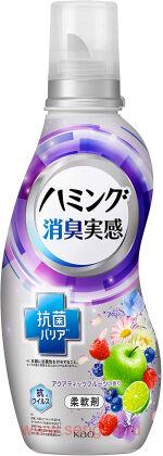 Кондиционер-ополаскиватель для белья KAO Humming Feeling Aquatic Fruit, с антибактериальным эффектом, с аква-фруктовым ароматом, 530мл.