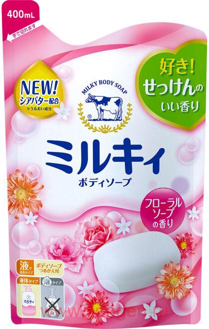 Жидкое молочное мыло для тела COW Мilky Body Soap, с маслом ши и ароматом цветов, мягкая упаковка, 400мл.