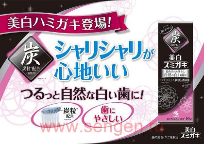 Зубная паста отбеливающая KOBAYASHI Whitening Sumigaki, с древесным углем и ароматом цветов и мятного чая, 100г.