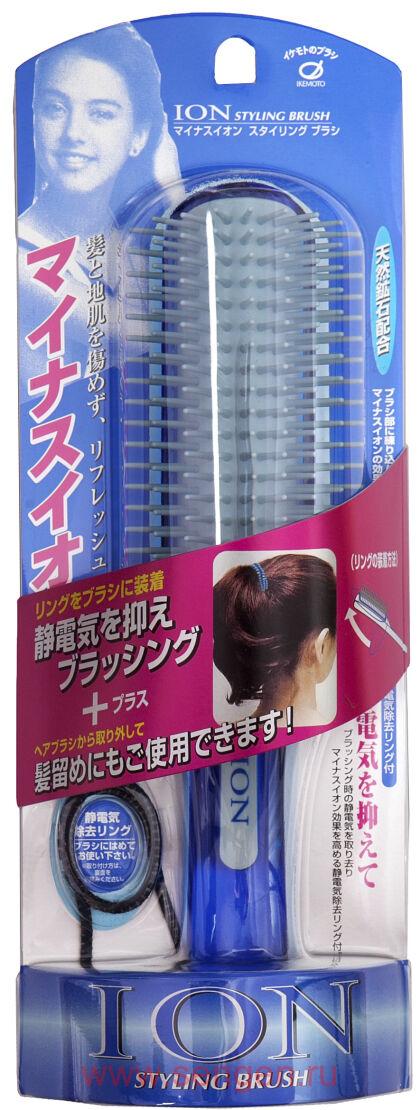 Лечебная расческа IKEMOTO Negative Ion Blow Styling Brush, с отрицательными ионами и природным минералом турмалин.