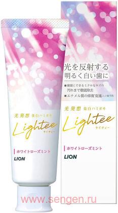 Отбеливающая зубная паста LION Lightee Rose Mint, с формулой микроочистки зубов, с ароматом розы и мяты, 100г.