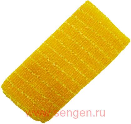 Массажная мочалка OHE AWAYUKI "Увлажняющая пена" средней жесткости, жёлтая, размер 28Х100см.