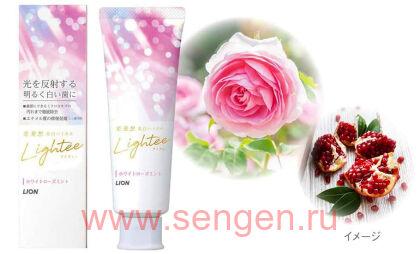 Отбеливающая зубная паста LION Lightee Rose Mint, с формулой микроочистки зубов, с ароматом розы и мяты, 100г.