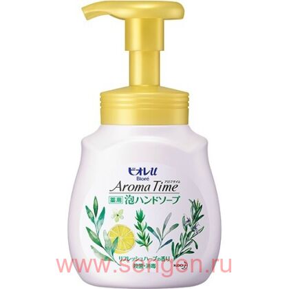 Пенное мыло для рук KAO Biore U Aroma Time с антибактериальным эффектом и ароматом трав, 230 мл.