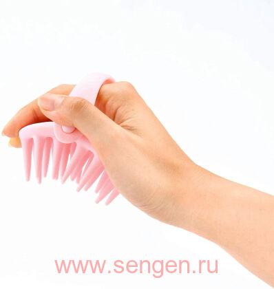 Силиконовая щетка-массажер для мытья головы VeSS Bihatsu Shampoo Brush, розовая, 1шт.
