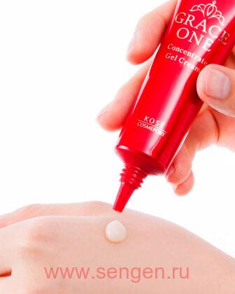 Интенсивно восстанавливающий гелевый крем для кожи вокруг глаз и губ, KOSE Grace One Concentrate Gel Cream, с нежным ароматом прованской розы, туба 30г.