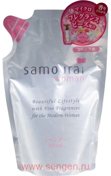 Шампунь для сухих и поврежденных волос SPR JAPAN Samourai Woman, с нежным цветочно-фруктовым ароматом, мягкая упаковка, 400мл.