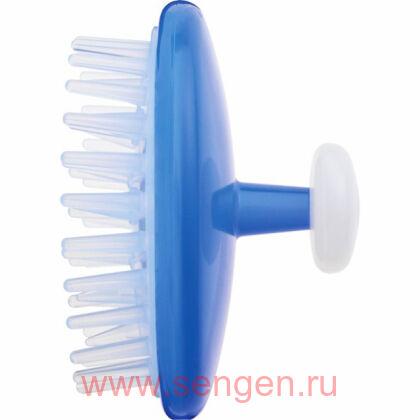 Массажная щетка для мытья головы VeSS Scalp Shampoo Brush, голубая.