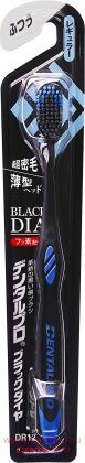 Зубная щётка DENTALPRO Black-Dia Standard, с платиновой коллоидной керамикой и щетиной алмазной формы, средней жесткости.
