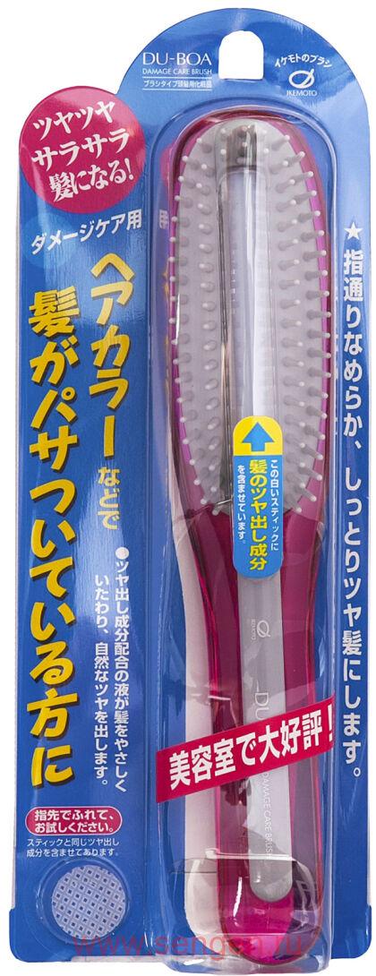 Расческа с силиконовым стержнем Ikemoto Damage Care Brush, для поврежденных волос, розовая.